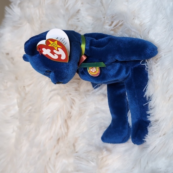 TY Beanie Baby CLUBBY the Royal Blue Teddy Bear - Picture 4 of 10